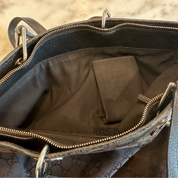 Vintage Gucci Black Fabric Handbag with Polished Chrome Hardware - Picture 14 of 16